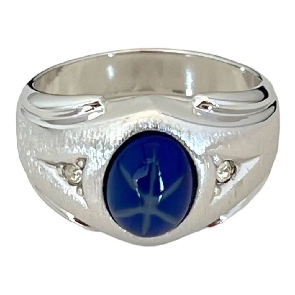 Vintage 1960s Ring Size 7 Uncas Simulated Star Sapphire Mid Century - 14Q